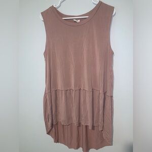 Mote Dusty Rose Pink Sleeveless Hi-Lo Peplum Tank Top